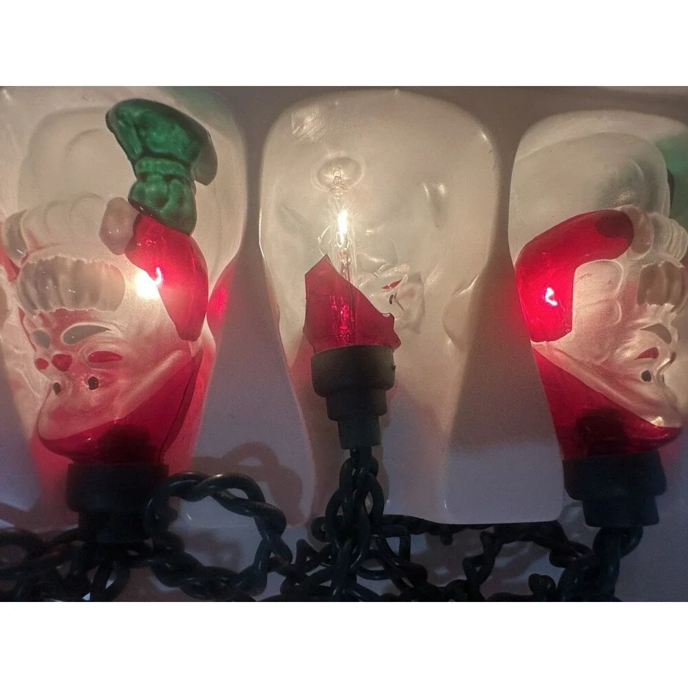 3 Boxes Indoor Fancy Christmas Lights String of 10 Santa Claus 6.5ft